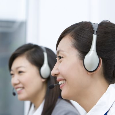 headset and business woman headset and business woman
